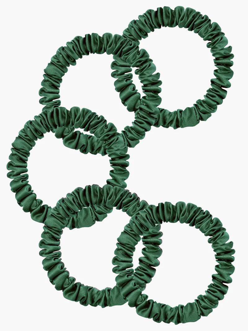 5Stk Ren Silke Tynd Hår Scrunchies - 1cm - Image 17