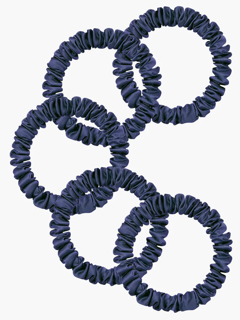 5Stk Ren Silke Tynd Hår Scrunchies - 1cm - Image 20