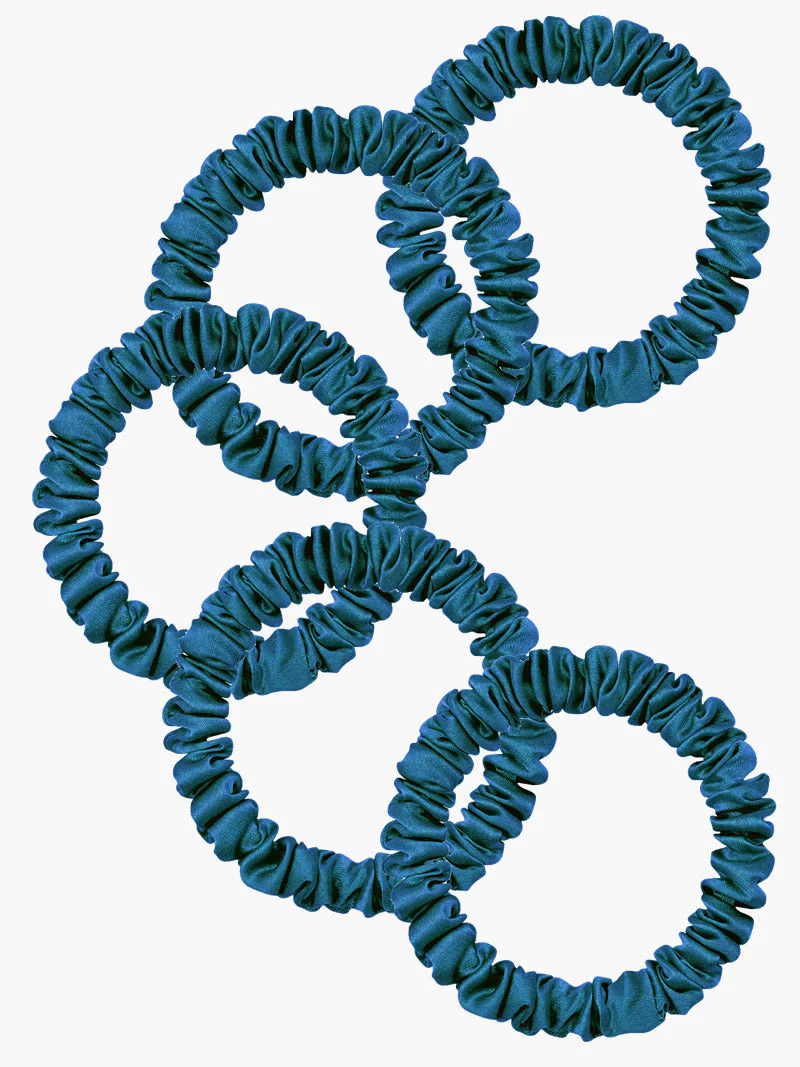5Stk Ren Silke Tynd Hår Scrunchies - 1cm - Image 29