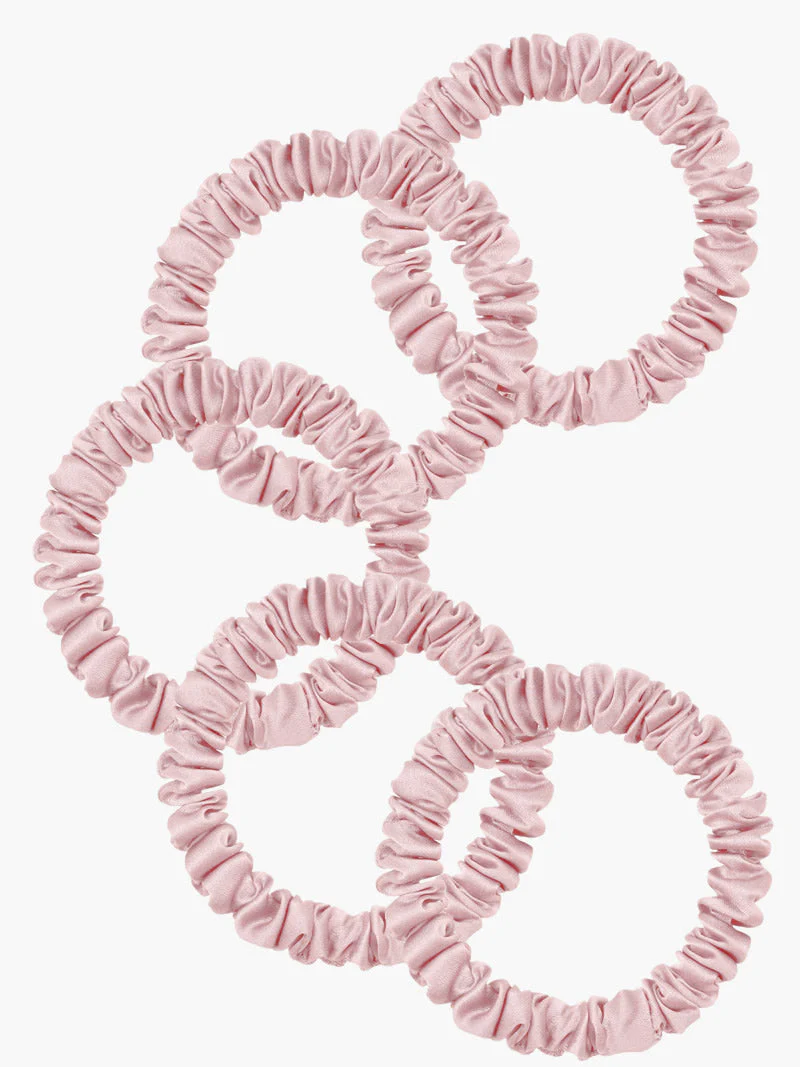 5Stk Ren Silke Tynd Hår Scrunchies - 1cm - Image 36
