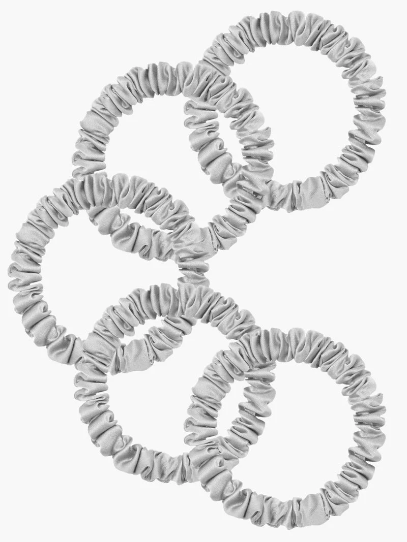 5Stk Ren Silke Tynd Hår Scrunchies - 1cm - Image 39
