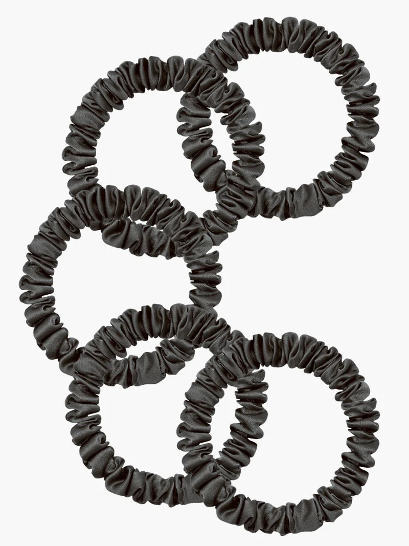 5Stk Ren Silke Tynd Hår Scrunchies - 1cm - Image 7