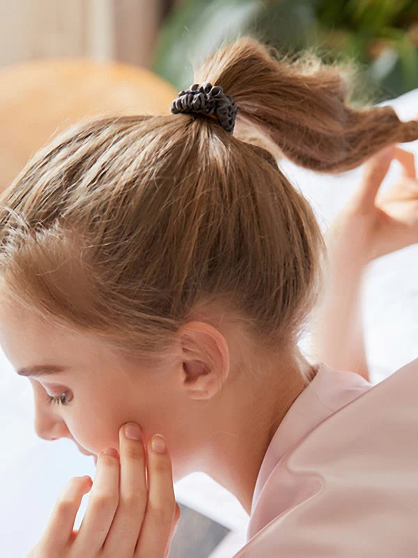 5Stk Ren Silke Tynd Hår Scrunchies - 1cm - Image 8