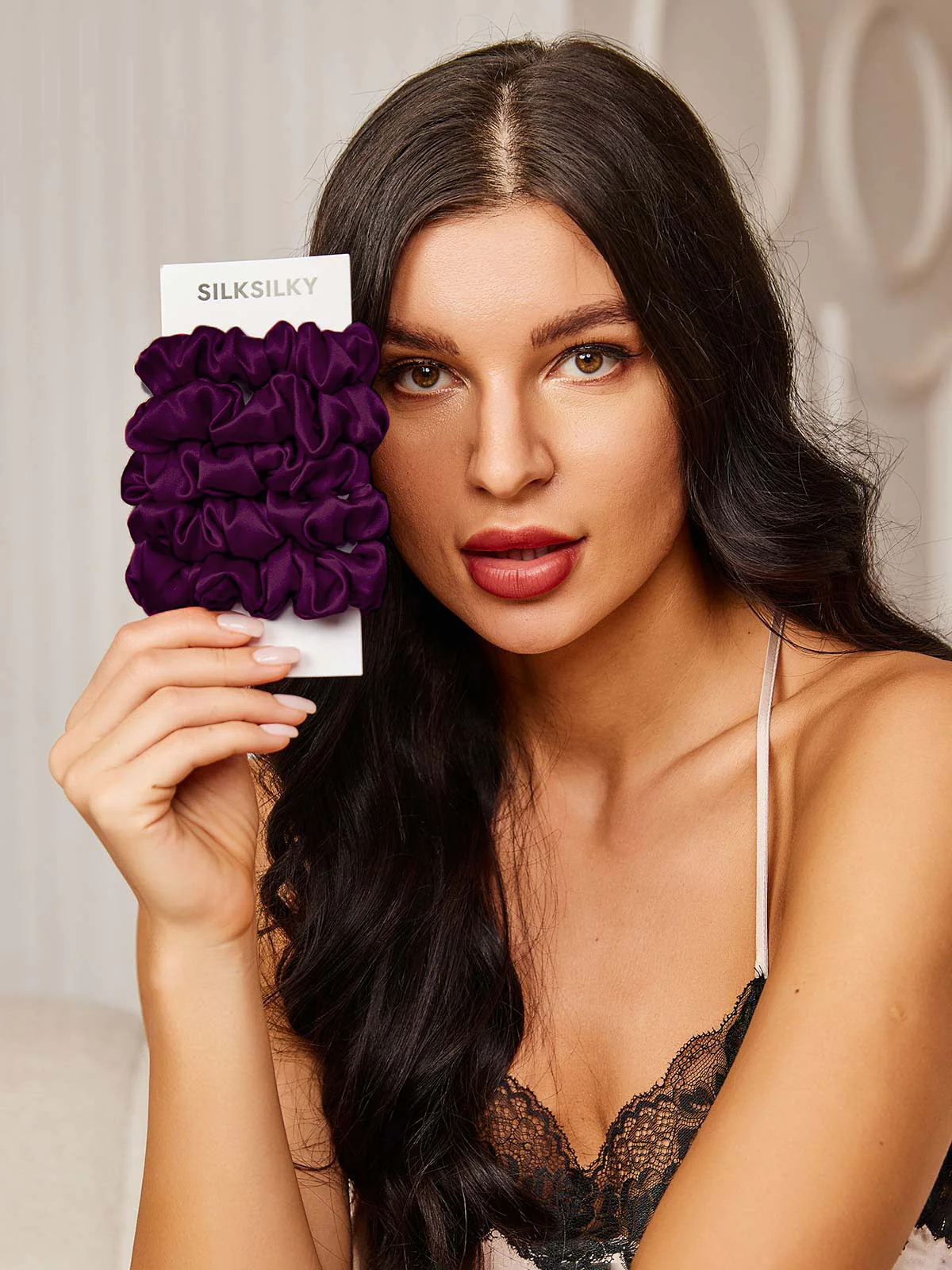 5Stk Ren Silke Klassisk Hår Scrunchies - 2cm - Image 18