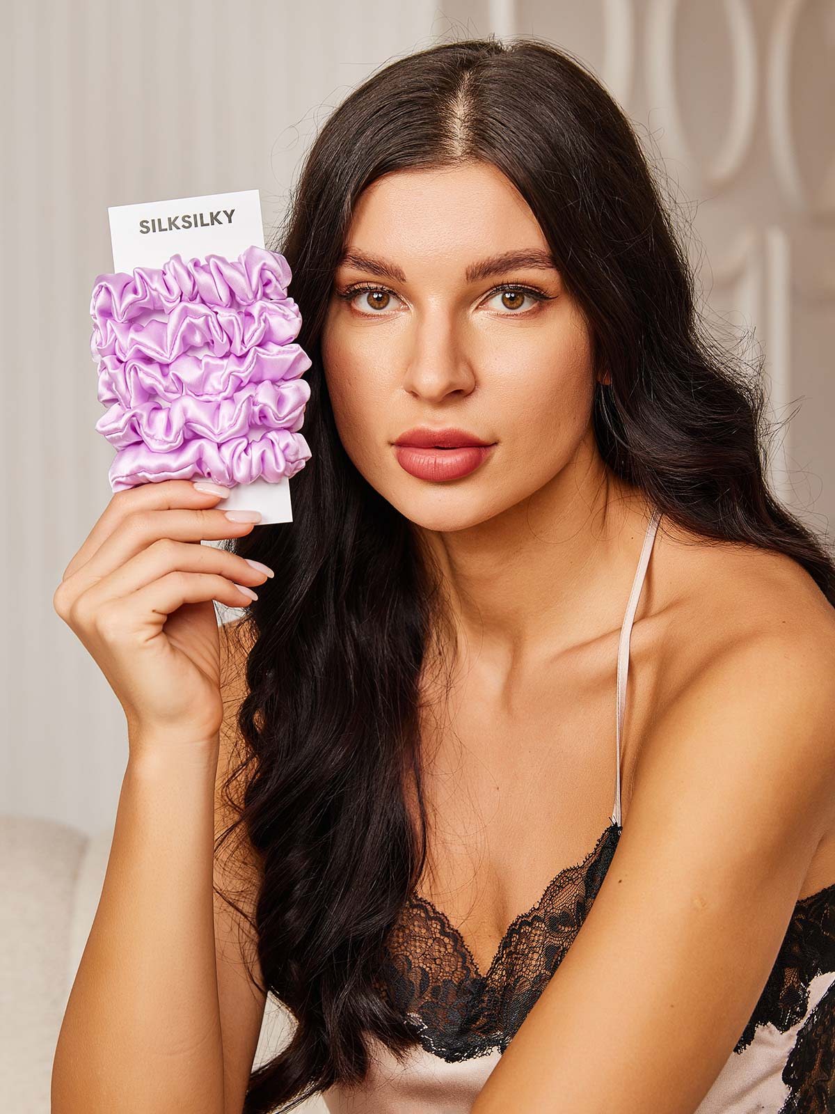 5Stk Ren Silke Klassisk Hår Scrunchies - 2cm - Image 32
