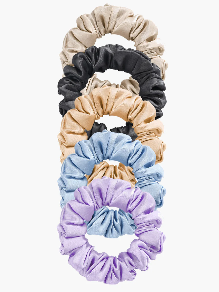 5Stk Ren Silke Klassisk Hår Scrunchies - 2cm - Image 5