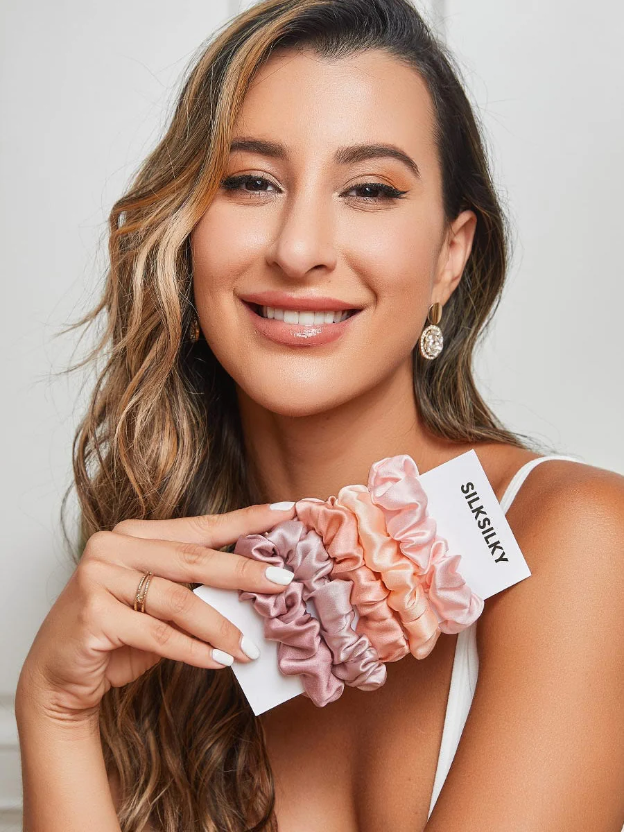 5Stk Ren Silke Klassisk Hår Scrunchies - 2cm - Image 62