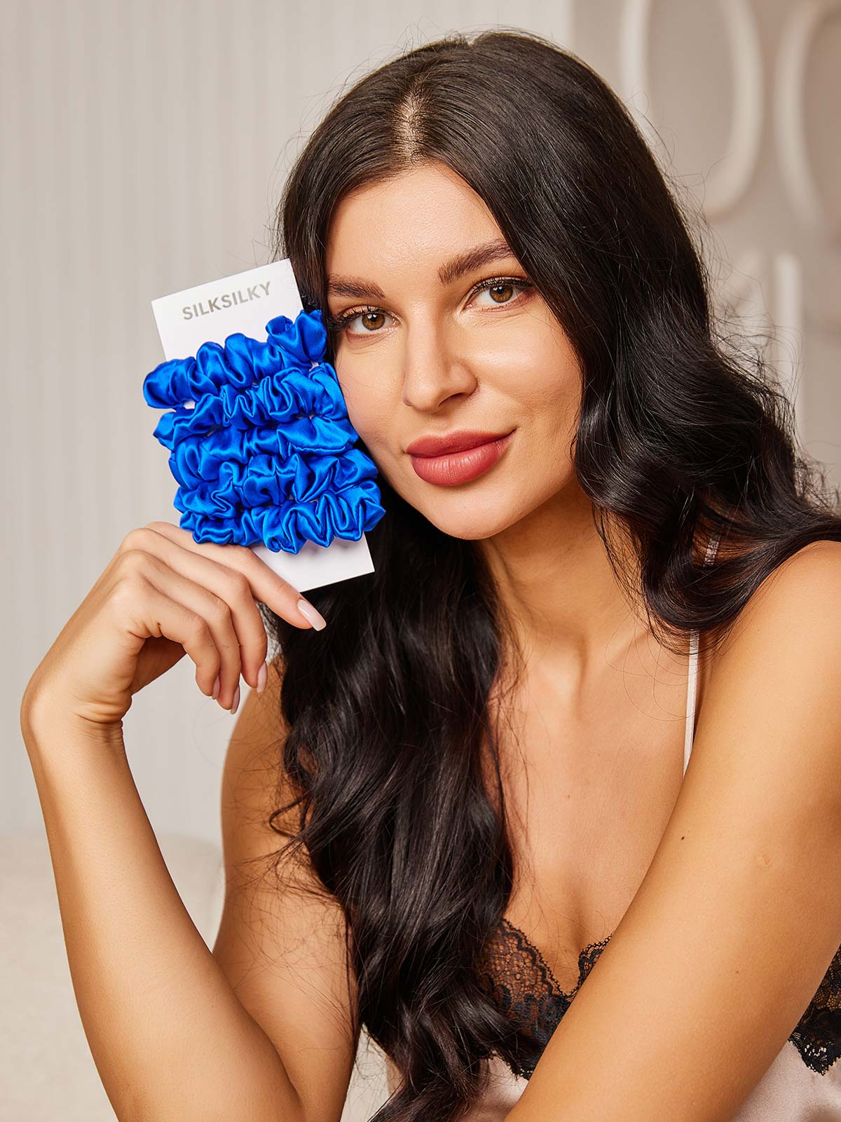 5Stk Ren Silke Klassisk Hår Scrunchies - 2cm - Image 67