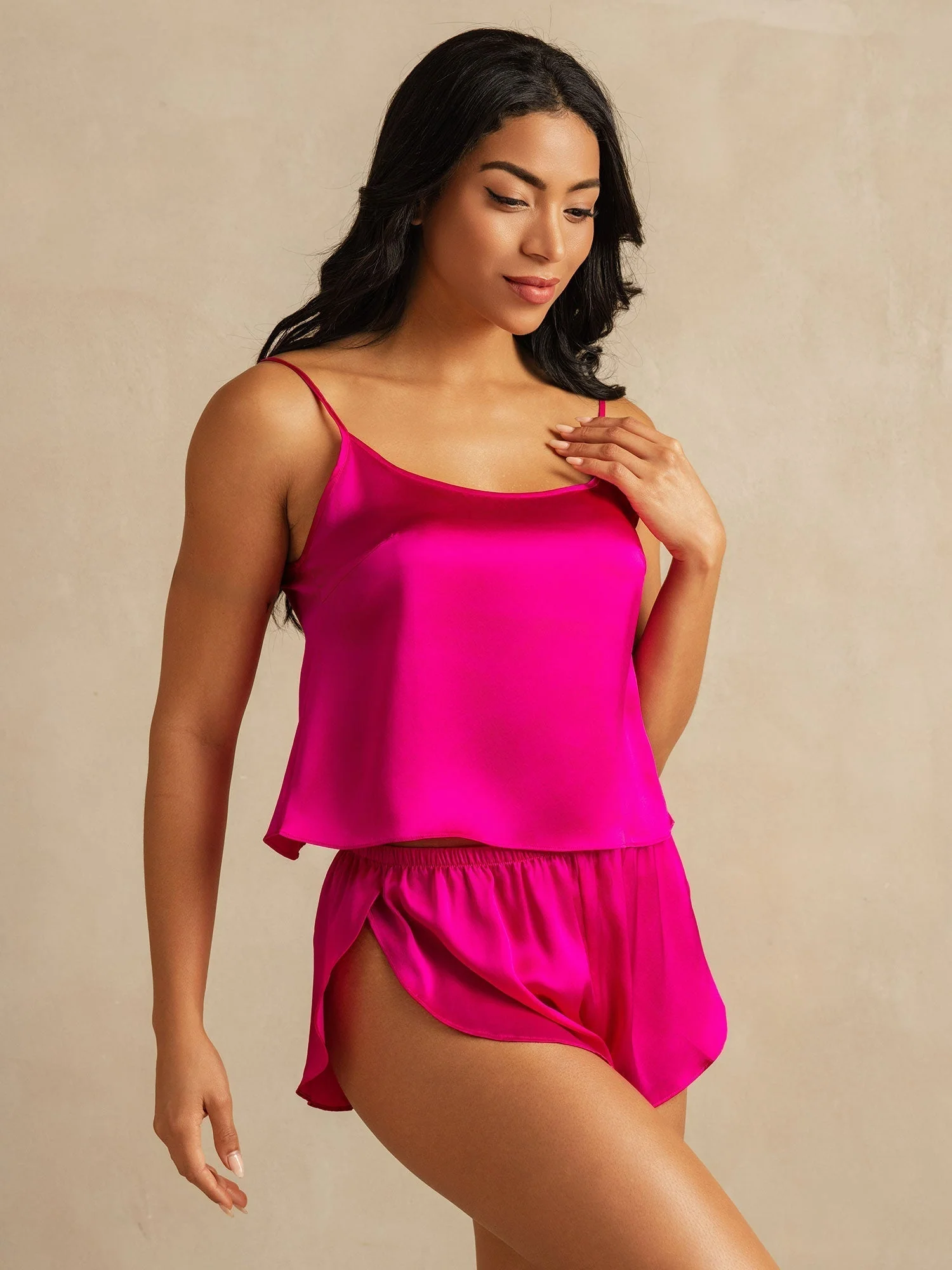 Justerbar Spaghetti Stropp 100% Silke Camisole Sett - Image 26