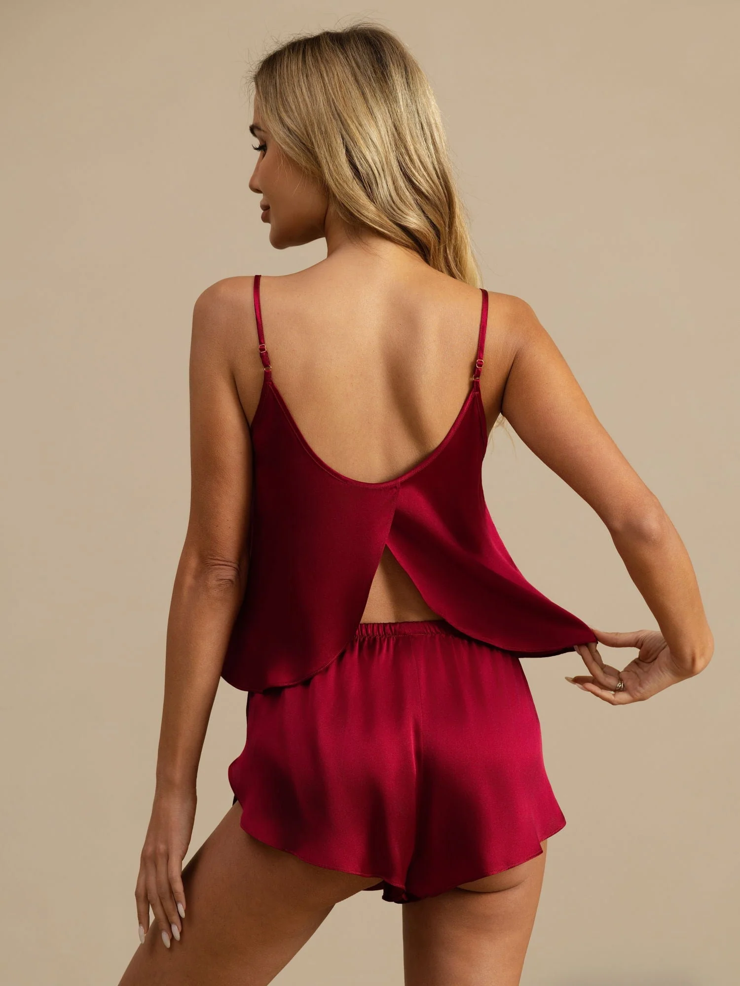 Justerbar Spaghetti Stropp 100% Silke Camisole Sett - Image 57