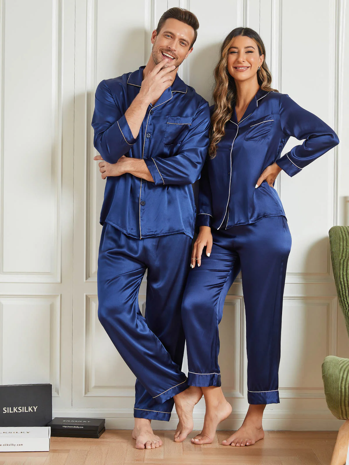 Par 100% Silke Lange Pyjamassæt I Alt 4 Stk - Image 10