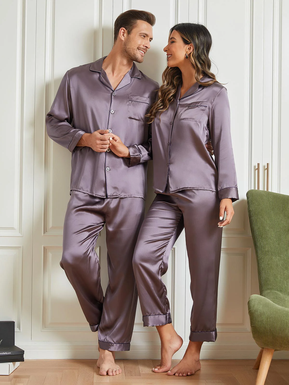 Par 100% Silke Lange Pyjamassæt I Alt 4 Stk - Image 17