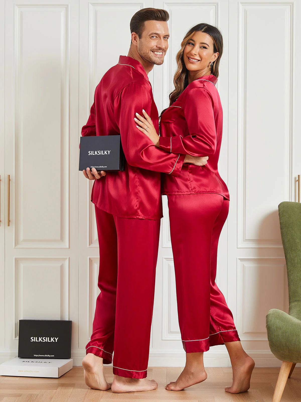 Par 100% Silke Lange Pyjamassæt I Alt 4 Stk - Image 5