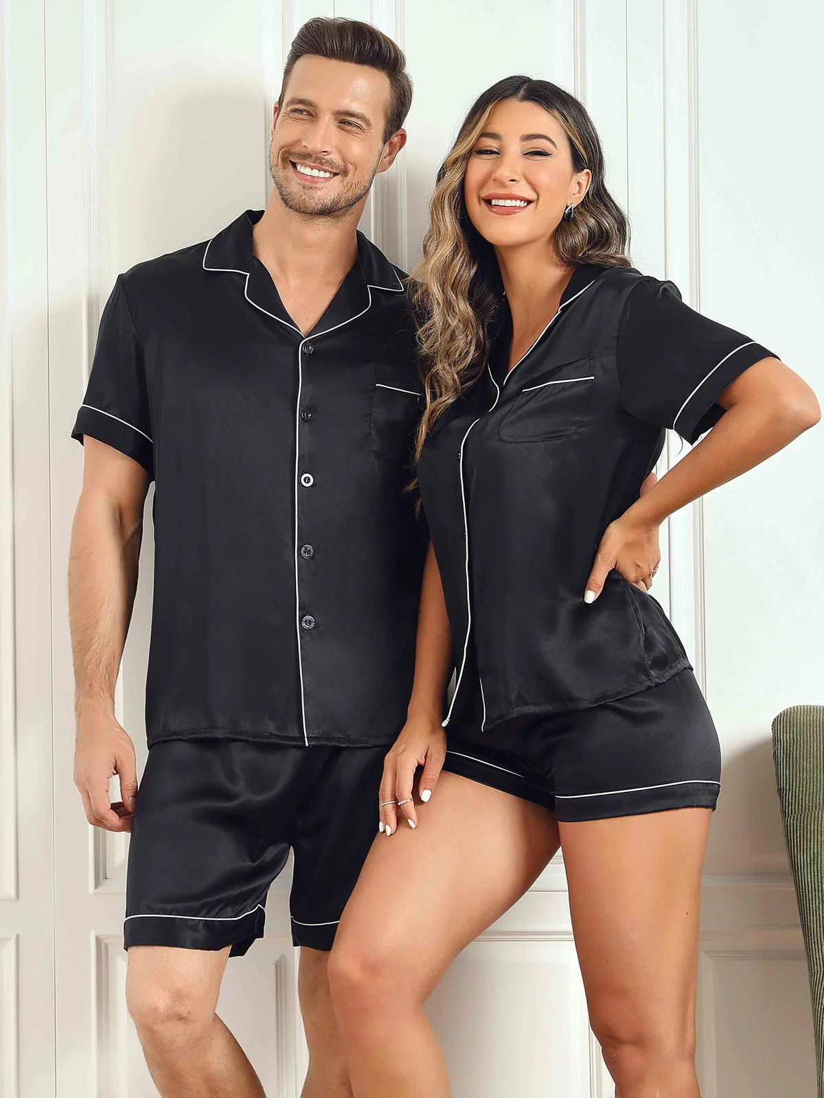 Par 100% Silke Kort Pyjamas Sæt I Alt 4 Stk - Image 11