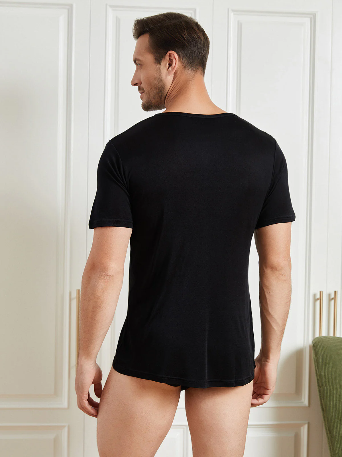 Ren Silke T-Shirt Med Rund Hals Til Mænd - Image 14