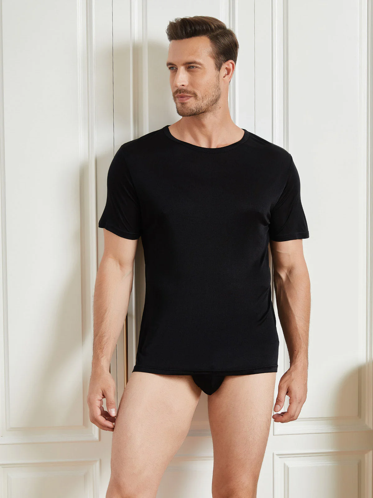 Ren Silke T-Shirt Med Rund Hals Til Mænd - Image 17