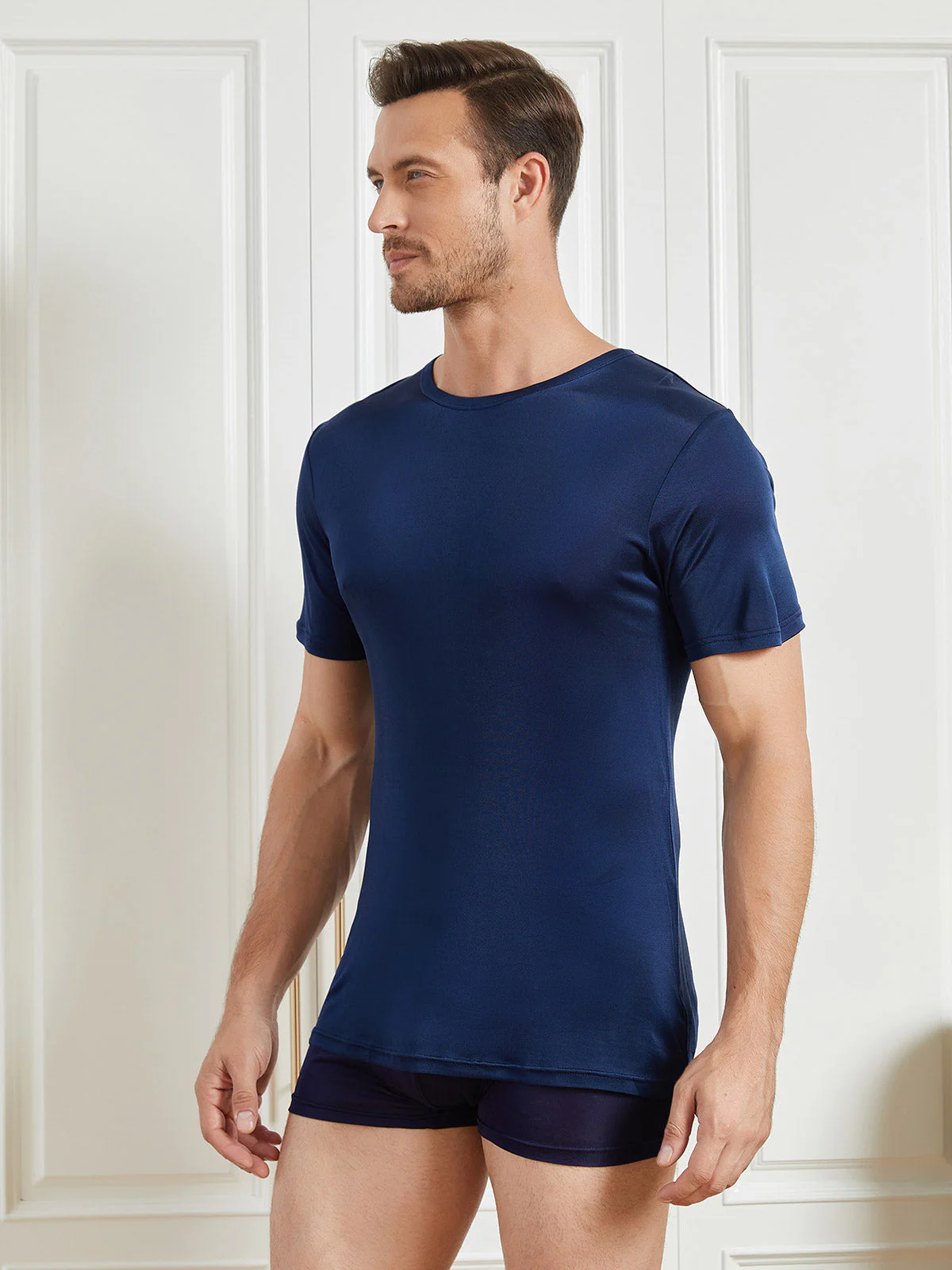 Ren Silke T-Shirt Med Rund Hals Til Mænd - Image 3