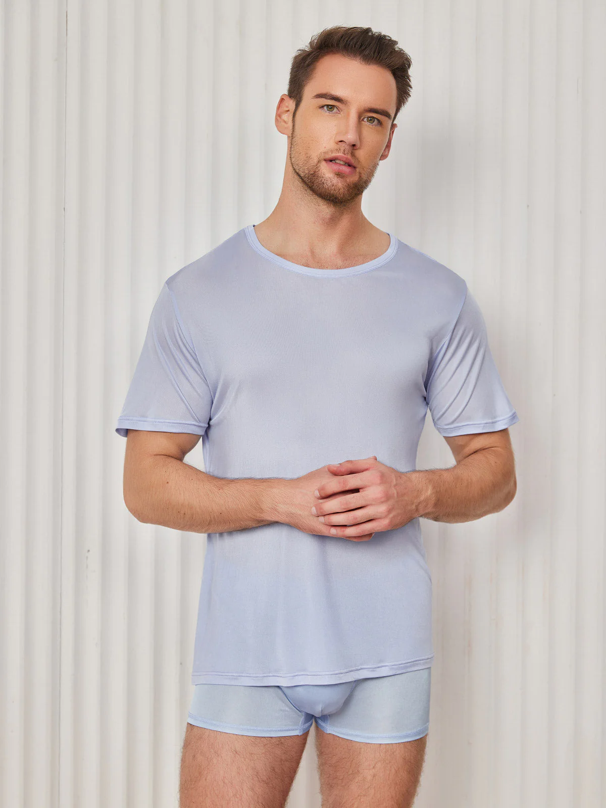 Ren Silke T-Shirt Med Rund Hals Til Mænd - Image 30