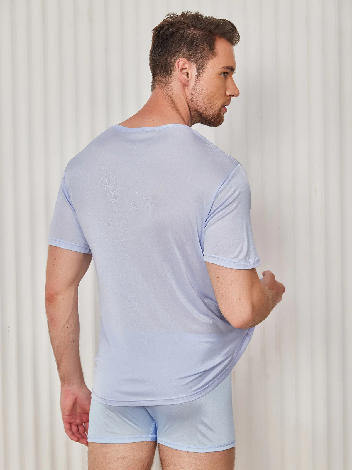 Ren Silke T-Shirt Med Rund Hals Til Mænd - Image 31