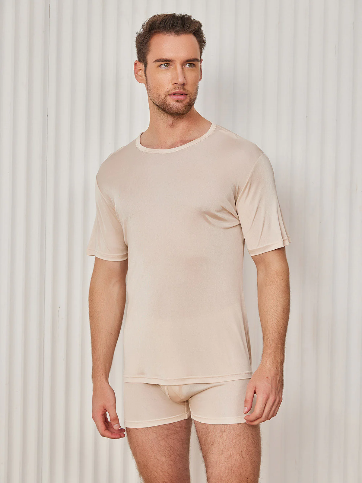 Ren Silke T-Shirt Med Rund Hals Til Mænd - Image 34