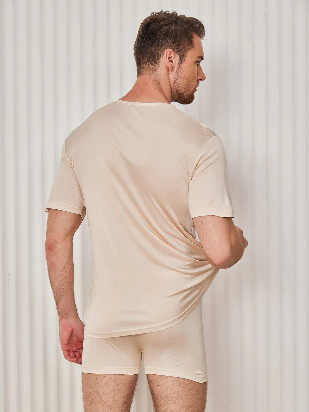Ren Silke T-Shirt Med Rund Hals Til Mænd - Image 35