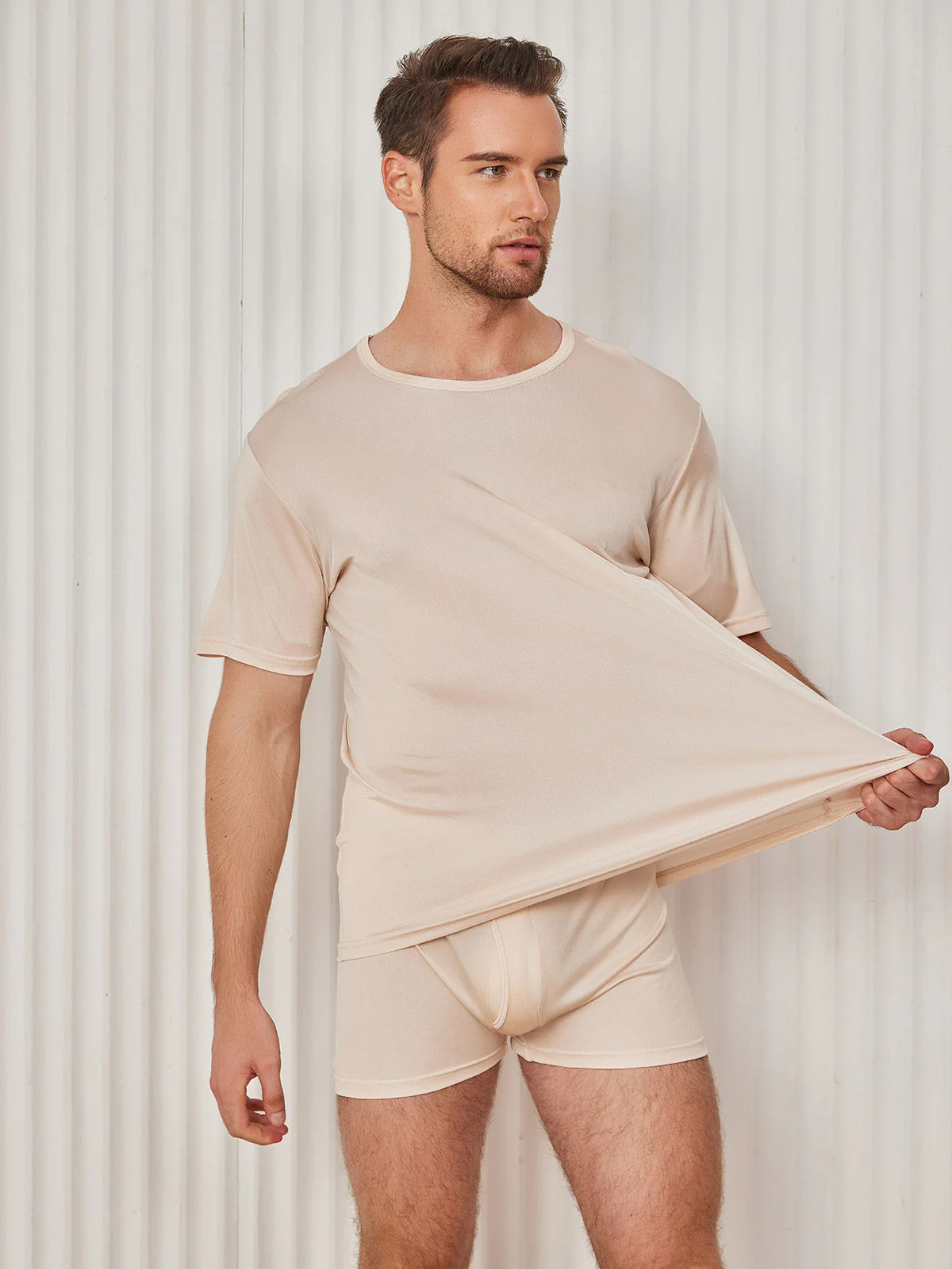 Ren Silke T-Shirt Med Rund Hals Til Mænd - Image 36