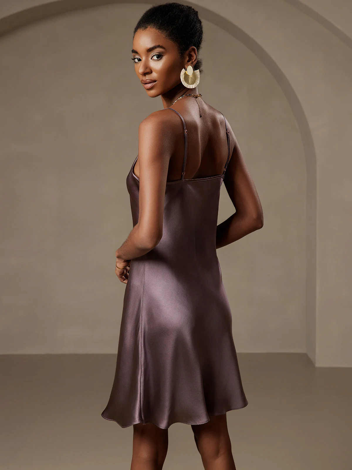 Enkel Spaghetti-Top Silke Slip Kjole - Image 14