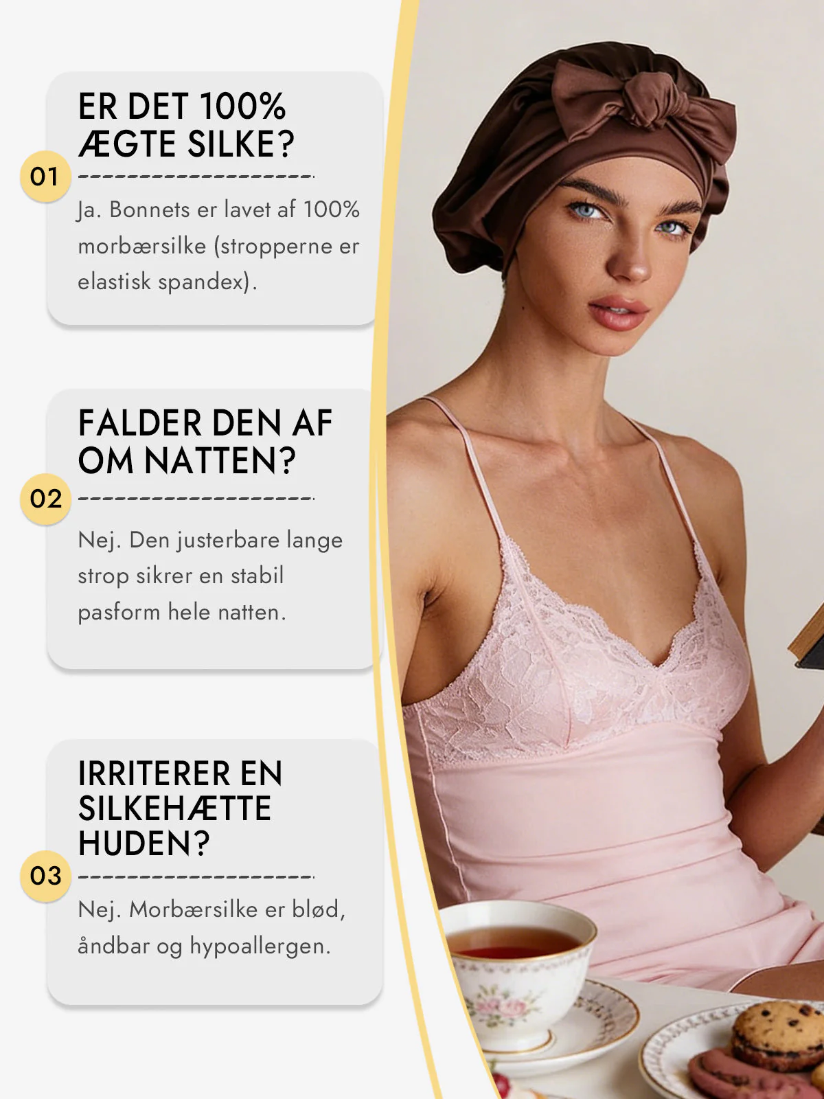 Ren Silke Sløjfe Sovehætte - Image 40
