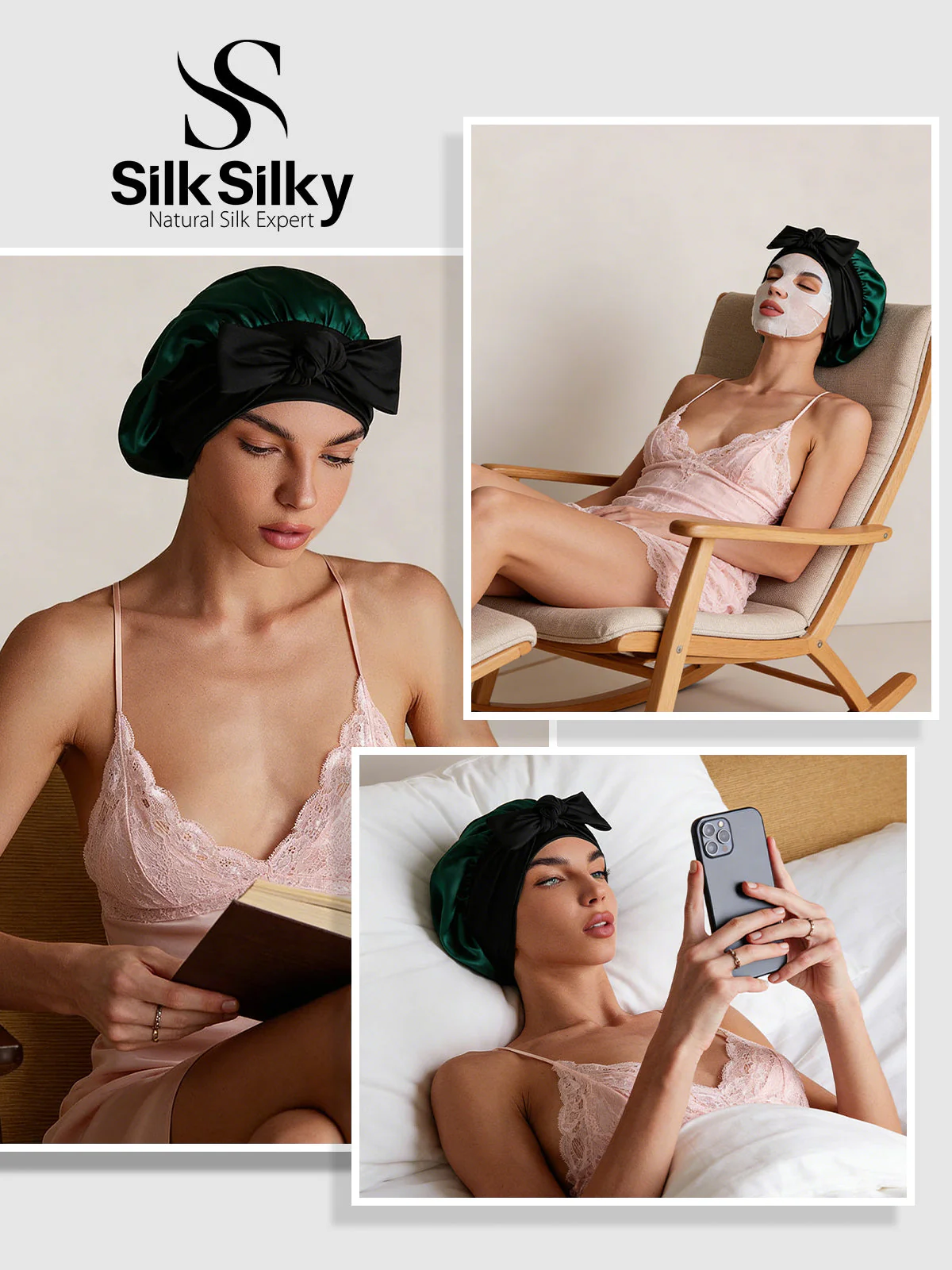 Ren Silke Sløjfe Sovehætte - Image 57