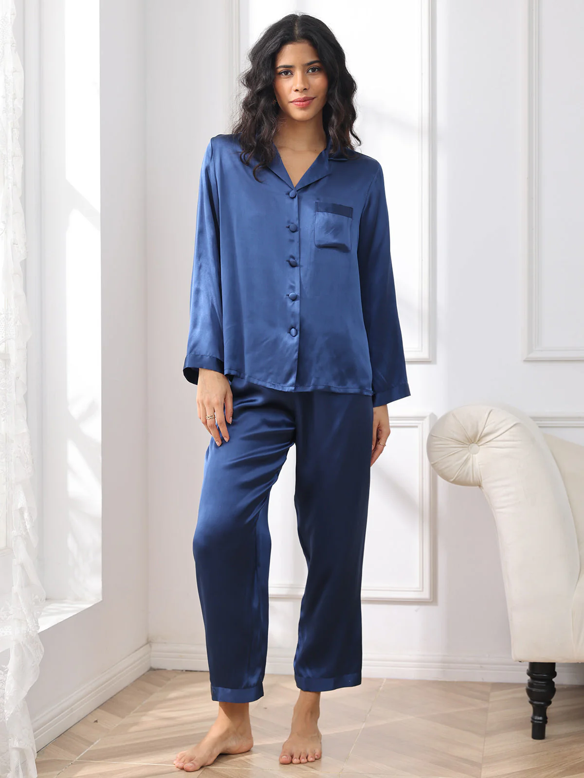 100% Silke Button Up Damepyjamas - Image 21