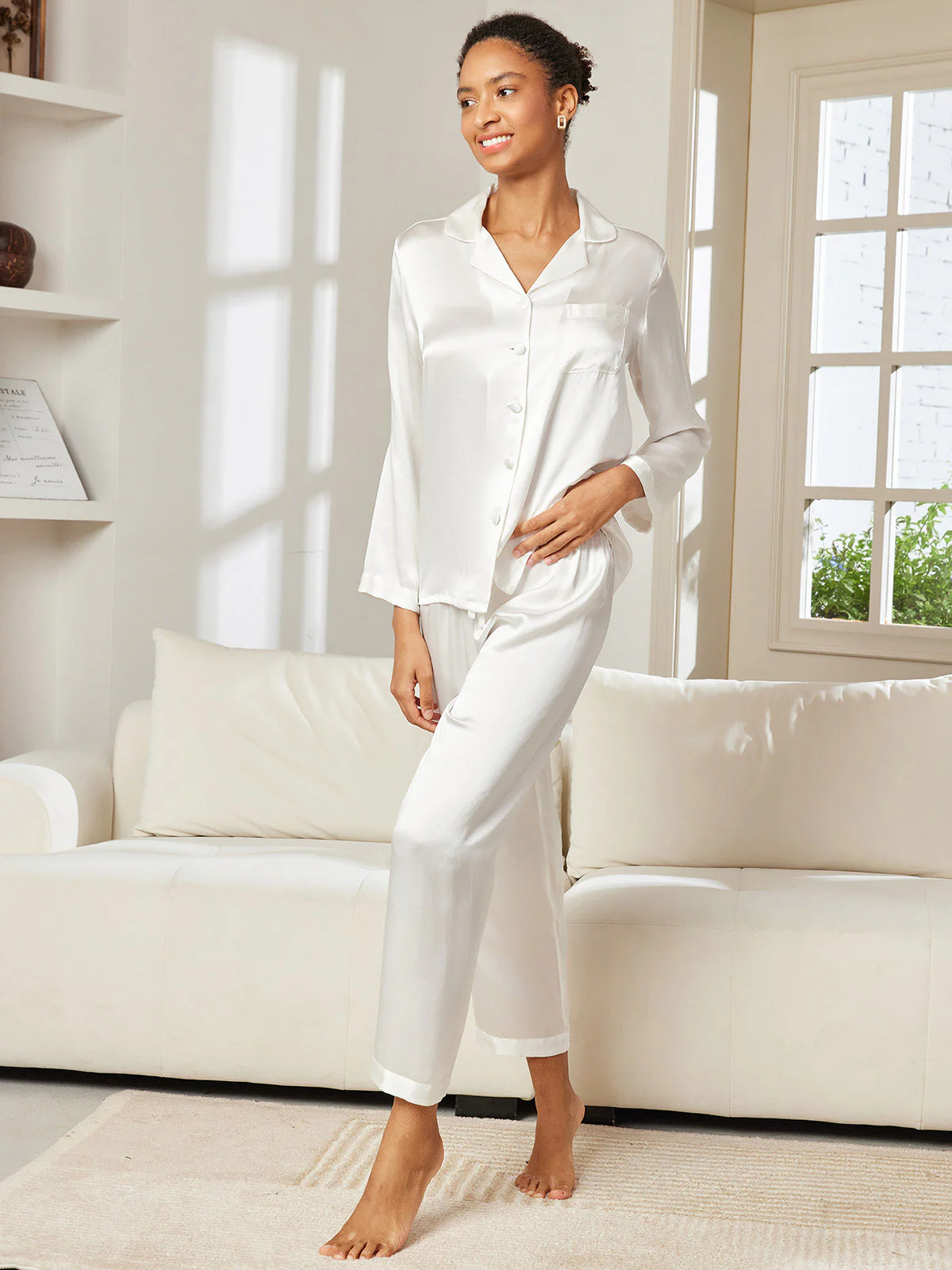 100% Silke Button Up Damepyjamas - Image 50