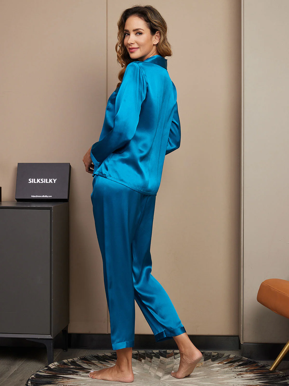 100% Silke Button Up Damepyjamas - Image 53