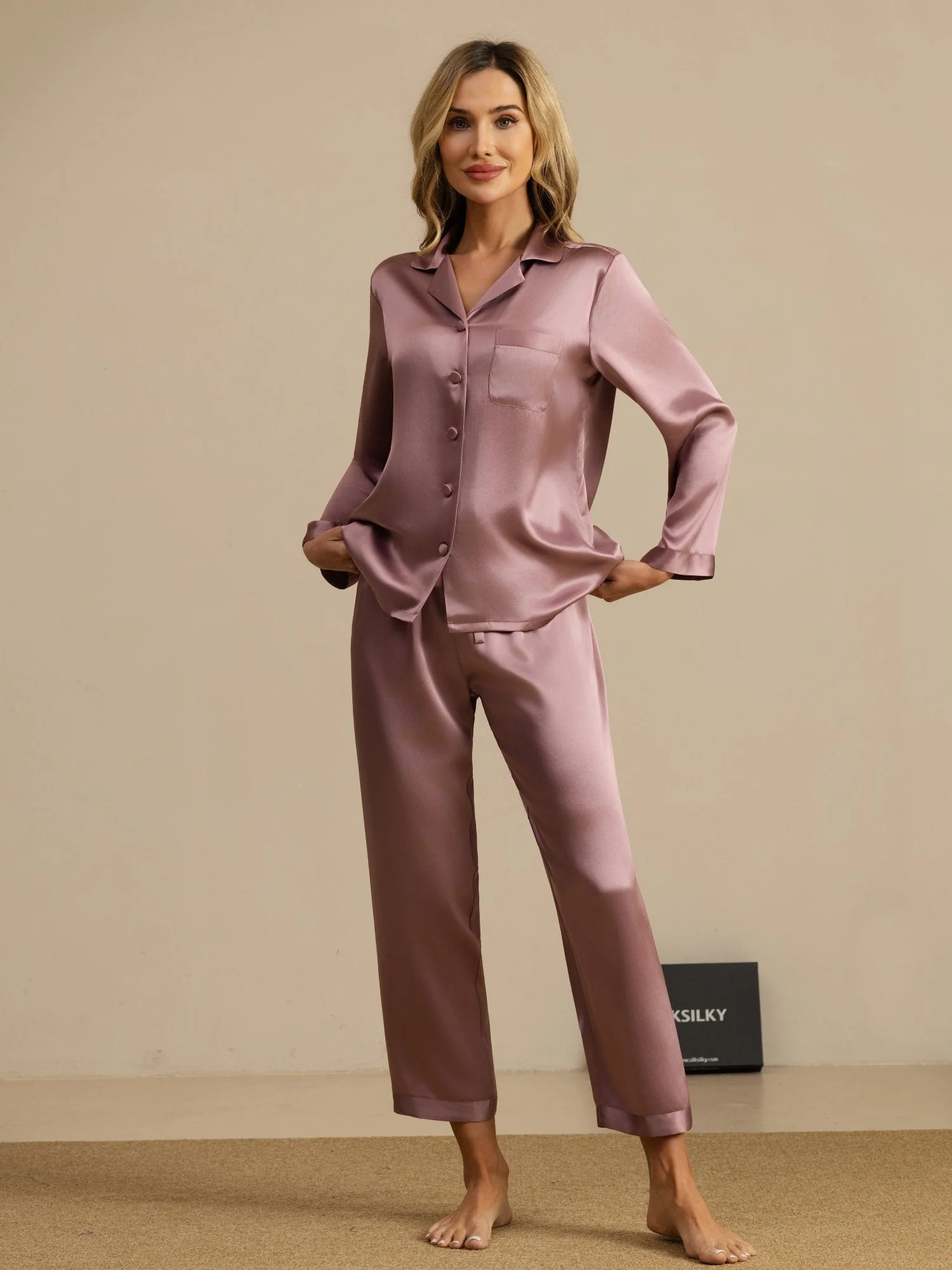 100% Silke Button Up Damepyjamas - Image 57