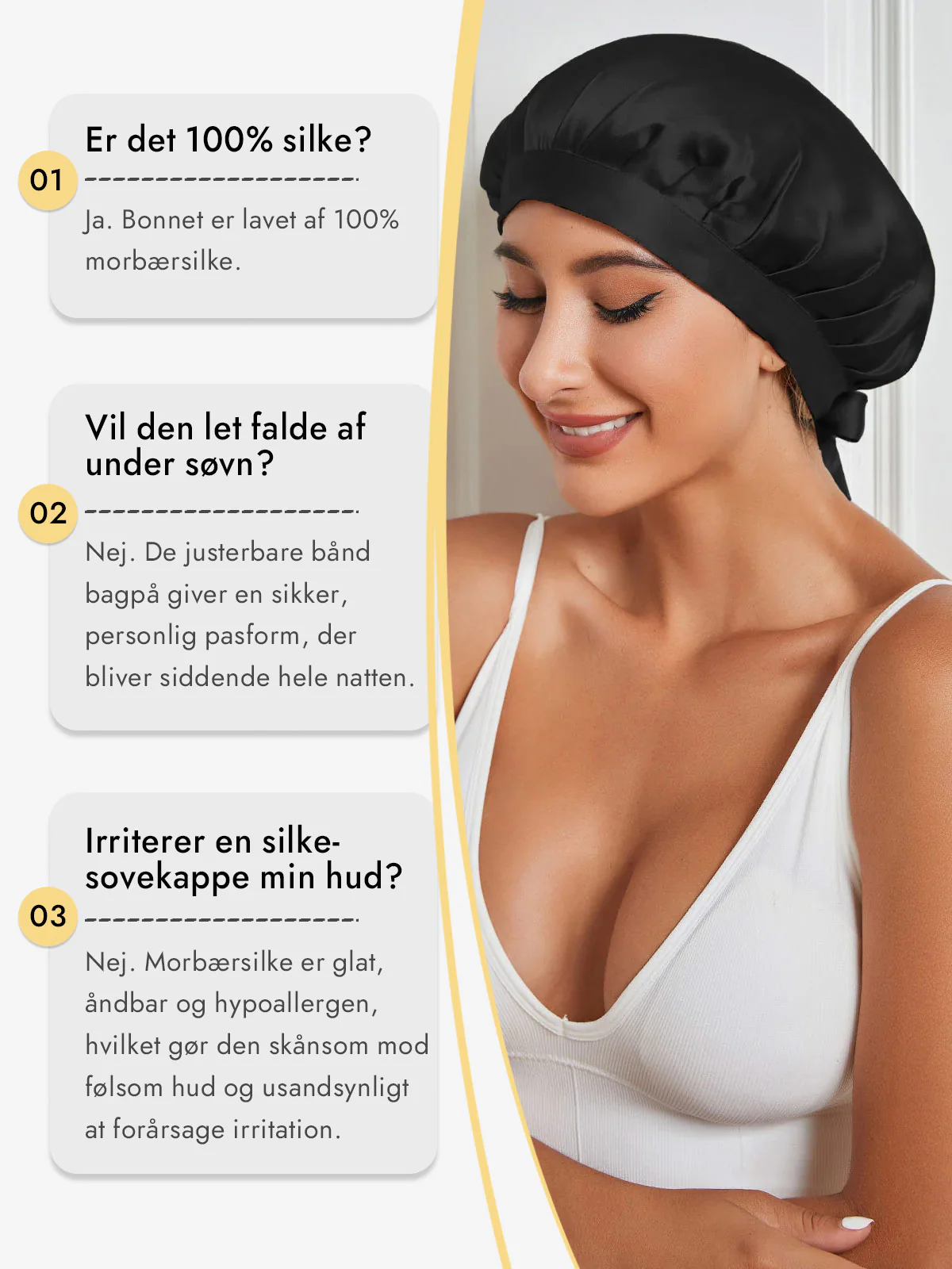 Sovehætte i 100% Morbærsilke med Bånd - Image 11