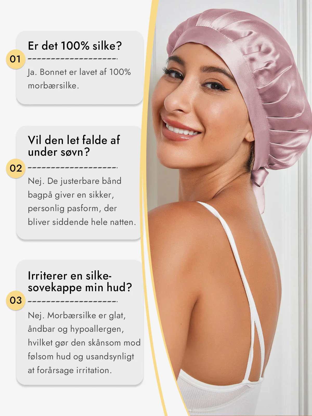 Sovehætte i 100% Morbærsilke med Bånd - Image 23