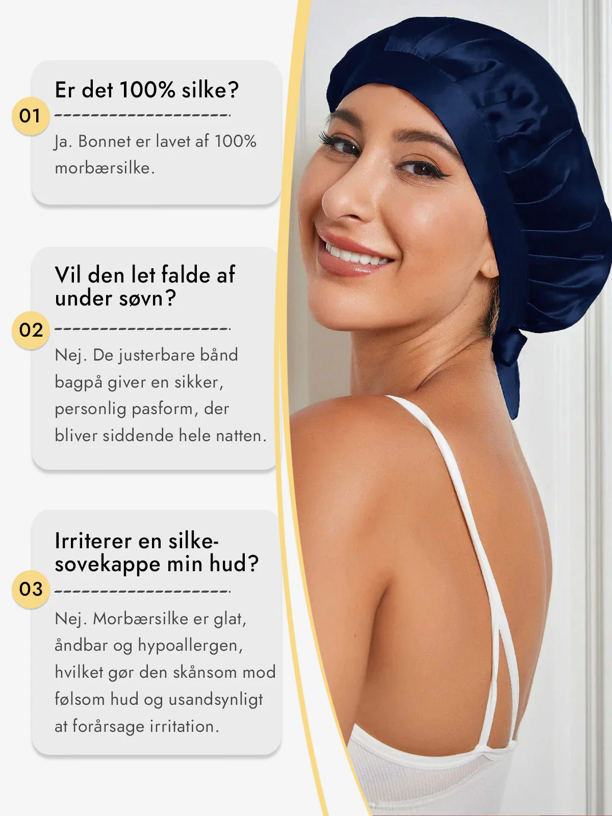 Sovehætte i 100% Morbærsilke med Bånd - Image 29