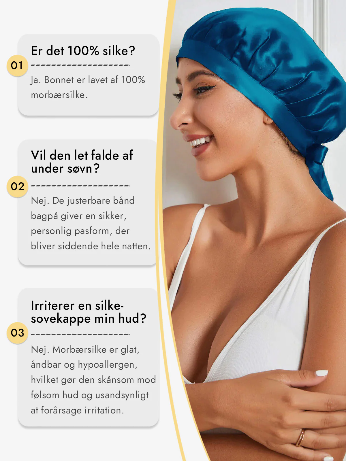 Sovehætte i 100% Morbærsilke med Bånd - Image 41