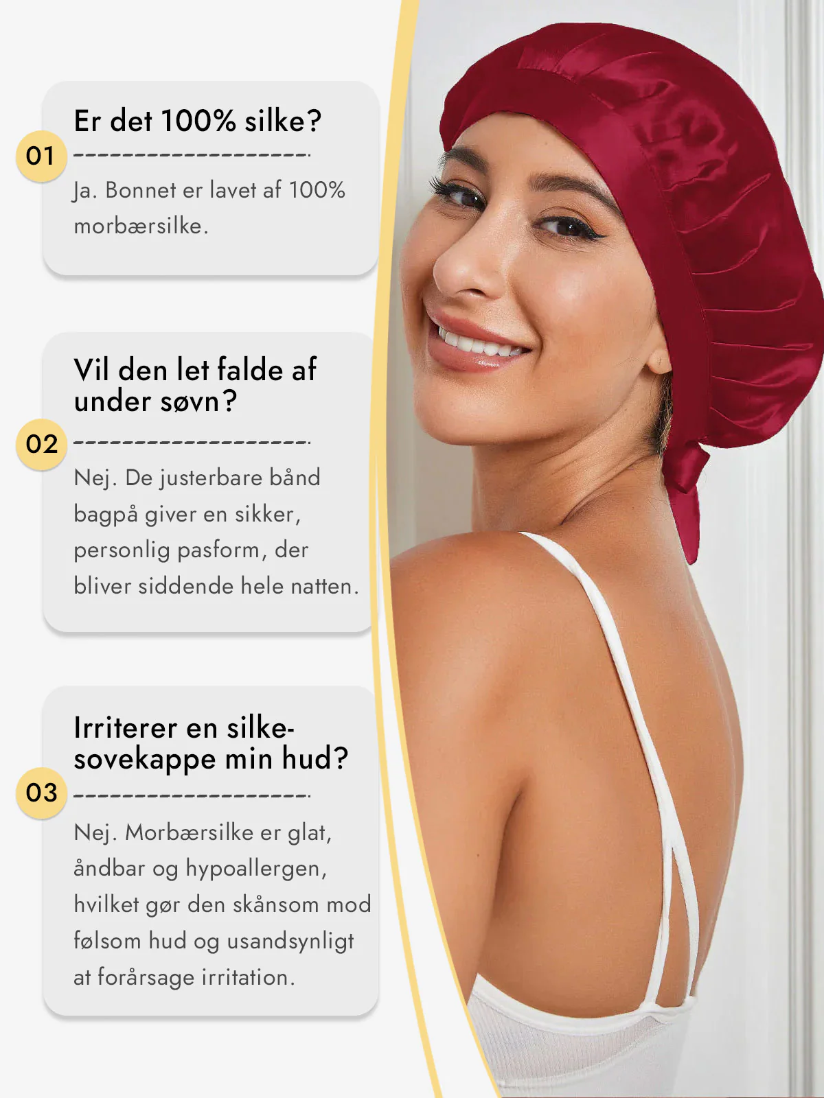 Sovehætte i 100% Morbærsilke med Bånd - Image 53