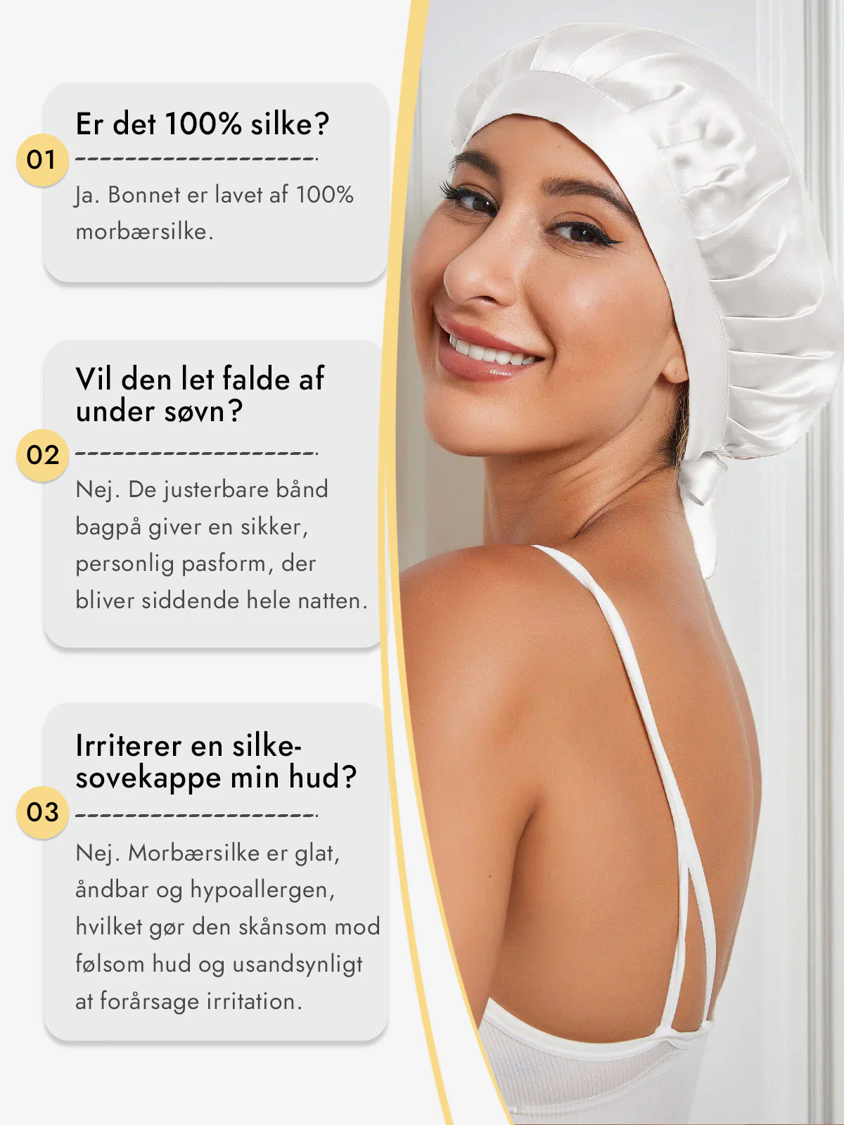 Sovehætte i 100% Morbærsilke med Bånd - Image 89