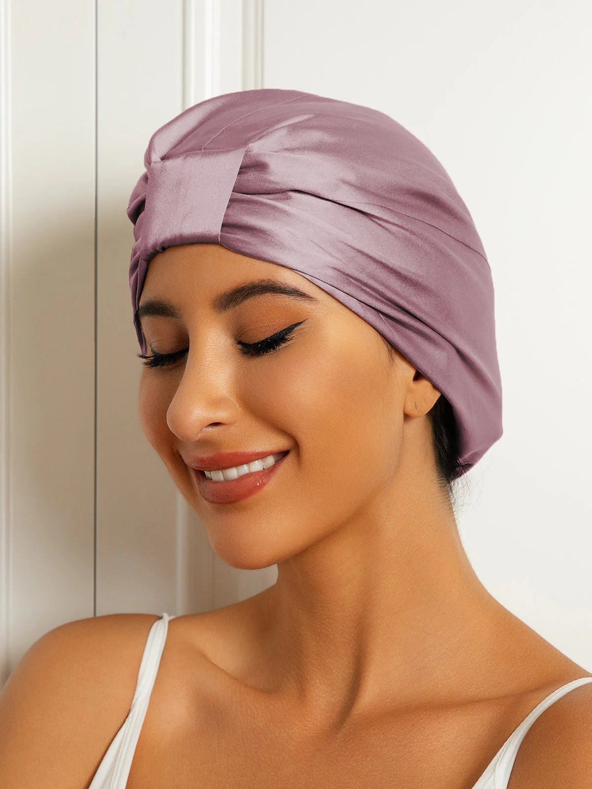 100% Silke Dobbeltlags Natteturban Sovehætte - Image 11