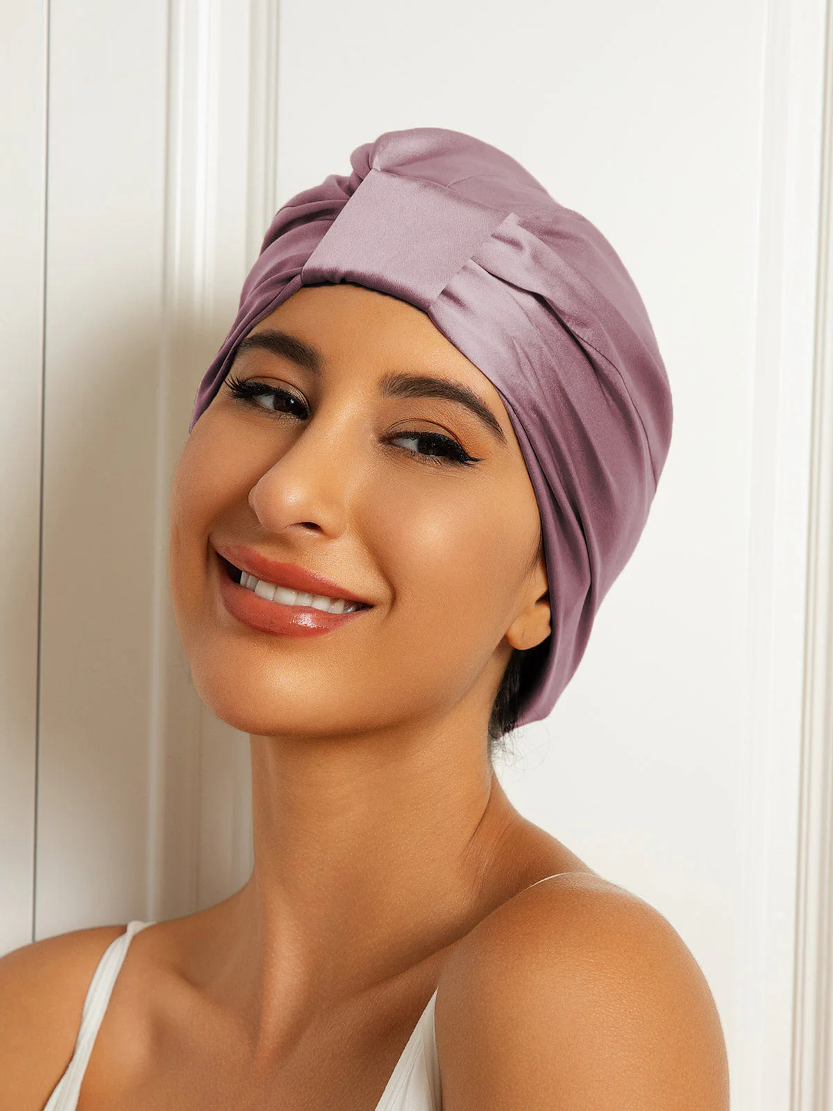 100% Silke Dobbeltlags Natteturban Sovehætte - Image 13