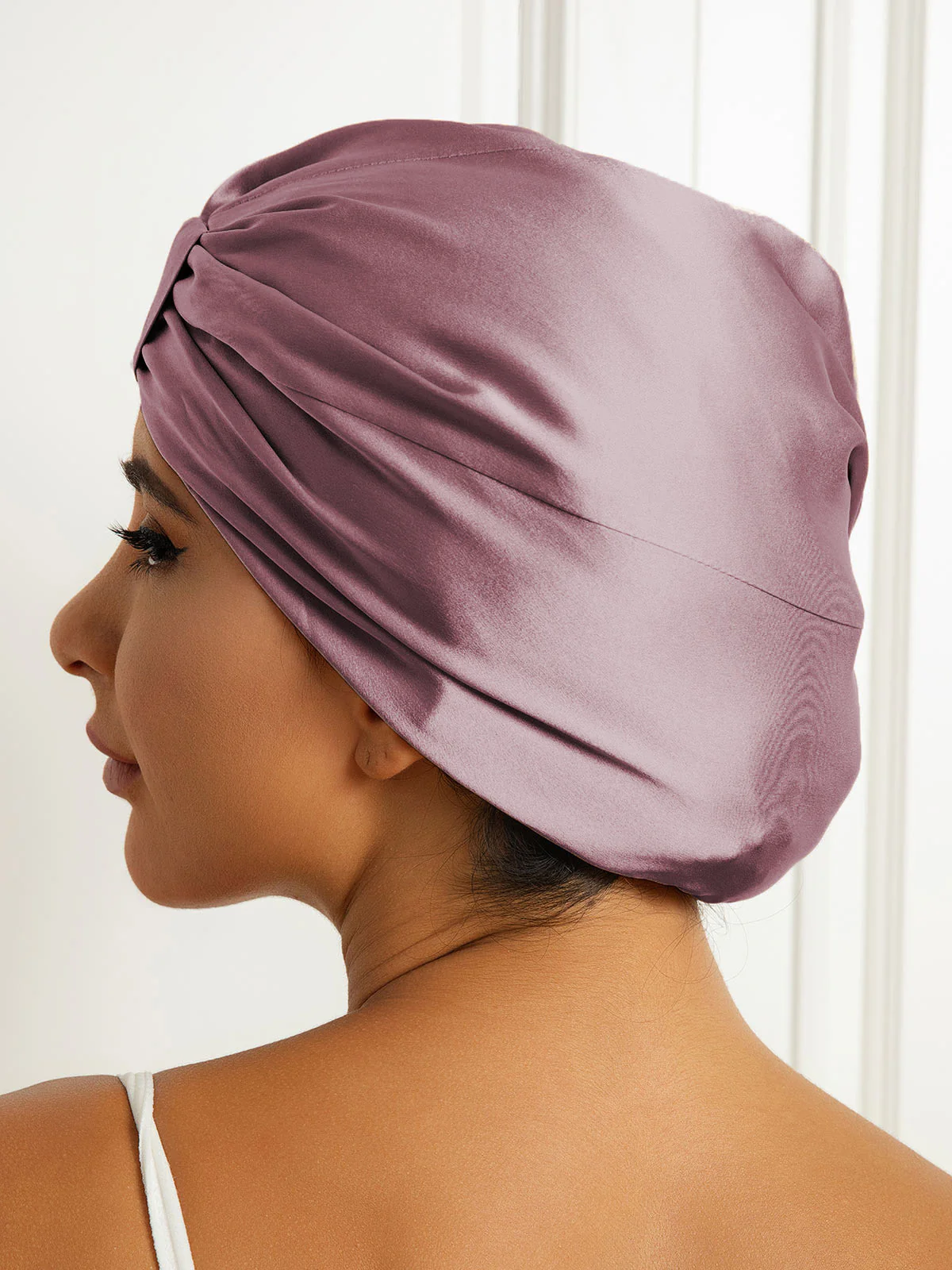 100% Silke Dobbeltlags Natteturban Sovehætte - Image 14