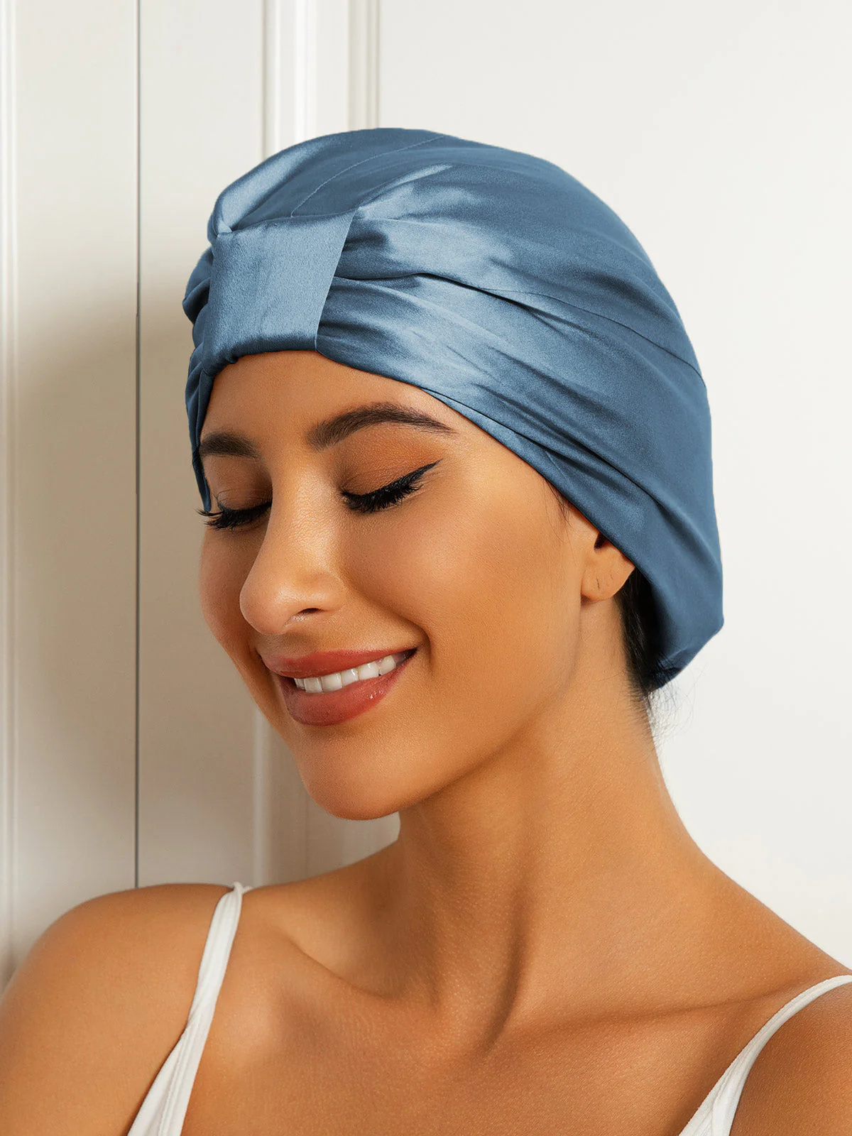 100% Silke Dobbeltlags Natteturban Sovehætte - Image 17