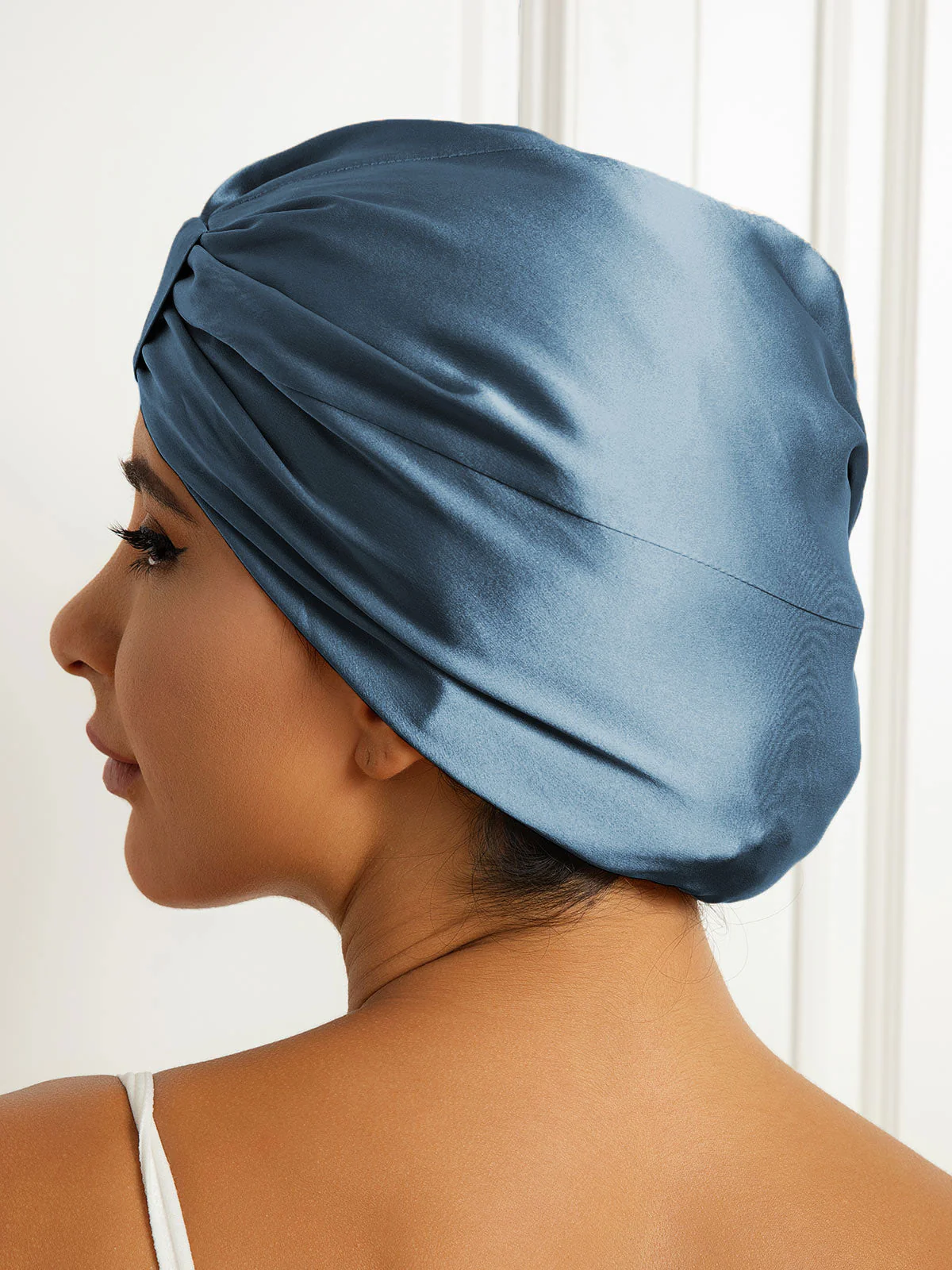 100% Silke Dobbeltlags Natteturban Sovehætte - Image 19