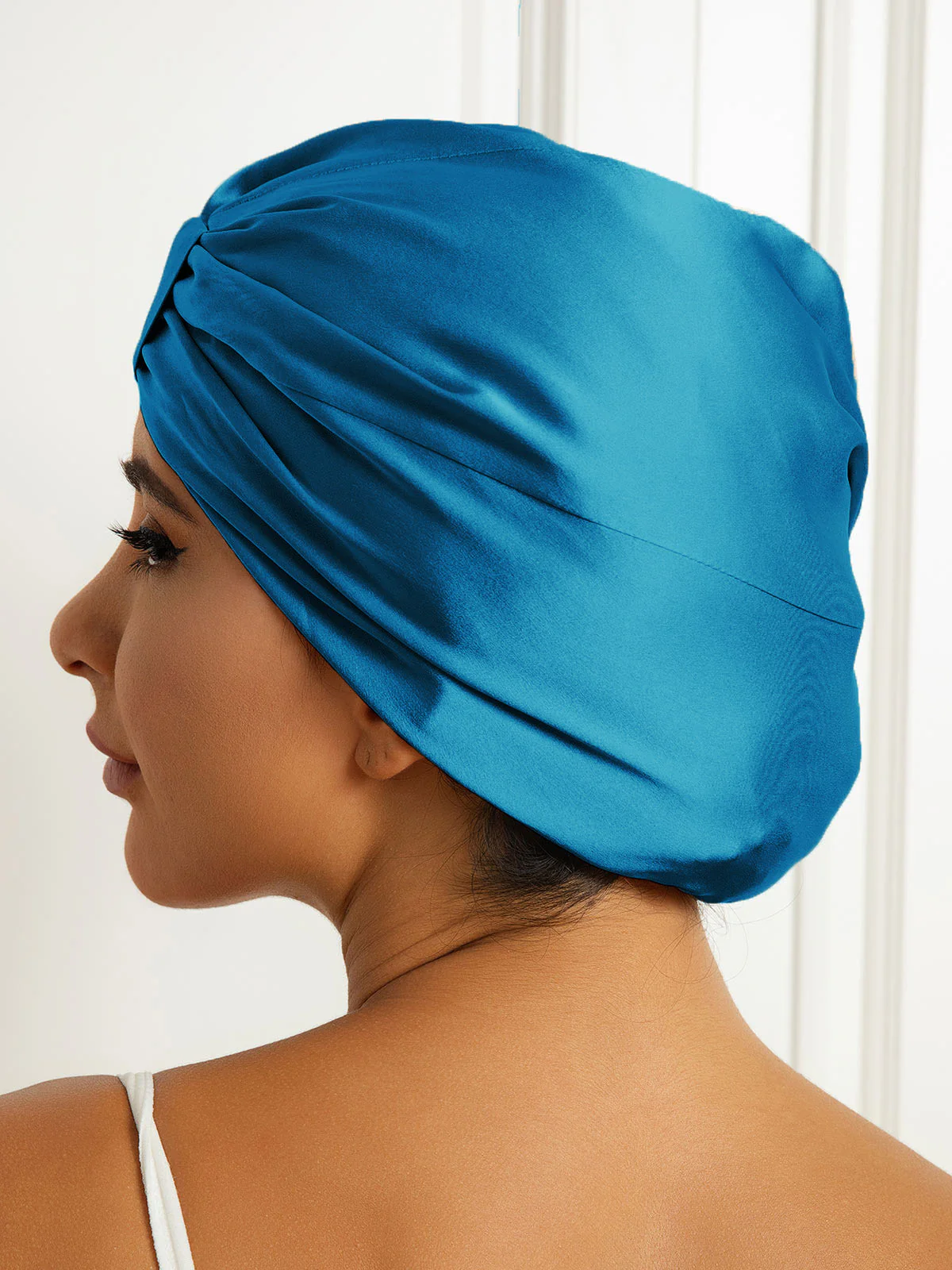 100% Silke Dobbeltlags Natteturban Sovehætte - Image 24