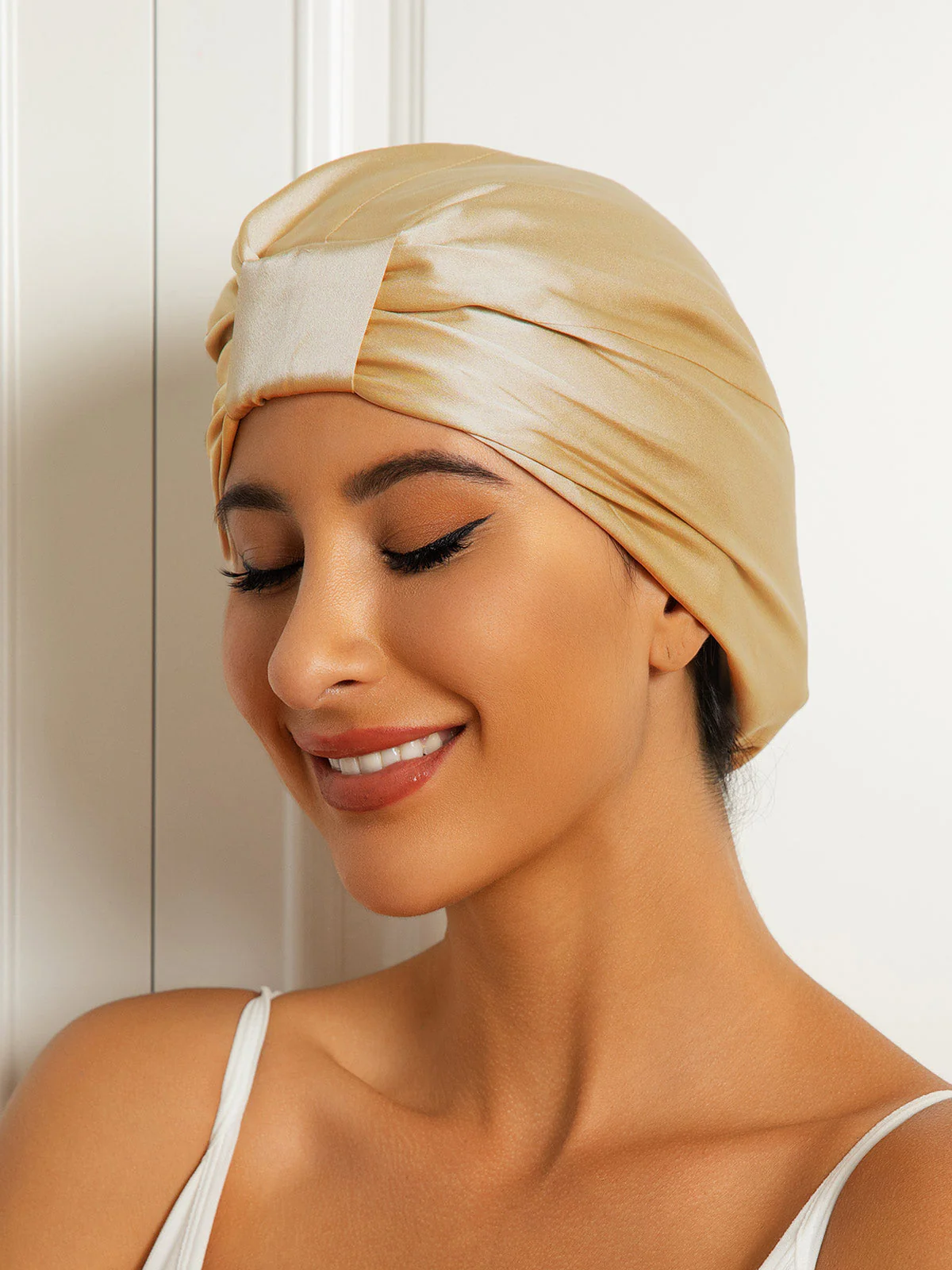 100% Silke Dobbeltlags Natteturban Sovehætte - Image 33