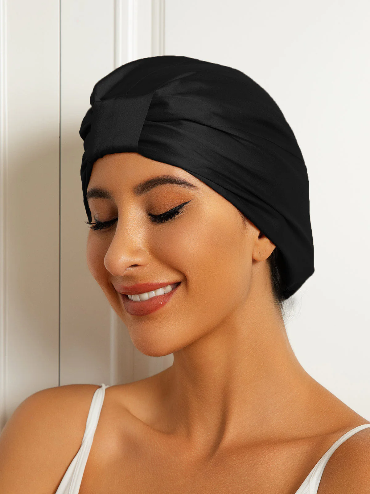 100% Silke Dobbeltlags Natteturban Sovehætte - Image 7
