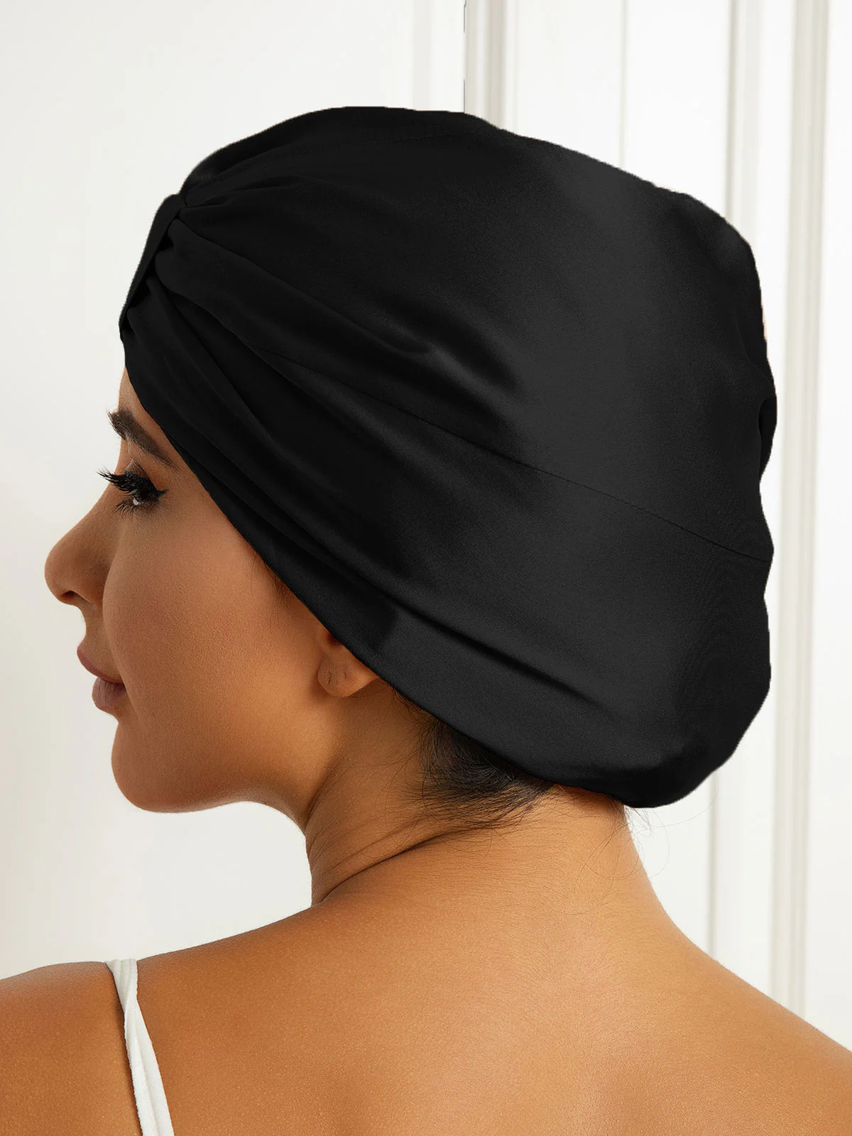 100% Silke Dobbeltlags Natteturban Sovehætte - Image 9