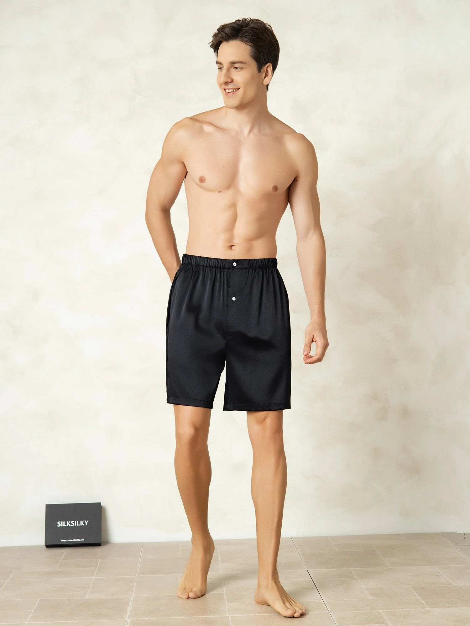 Ren Silke Elastisk Talje Soveshorts Til Mænd - Image 3