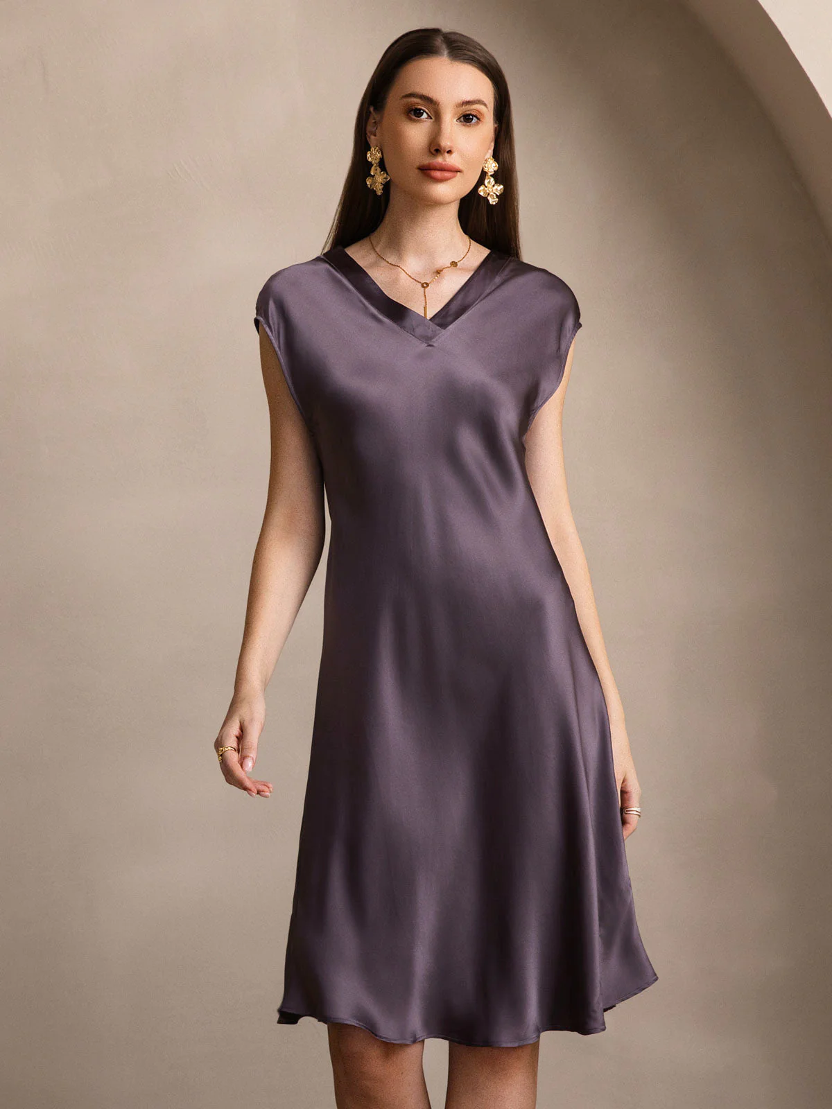 Ren Silke Elegant Cap Sleeve Natkjole - Image 27